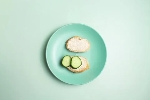 Making low calorie toasts with vegetables Stock Footage 285252325