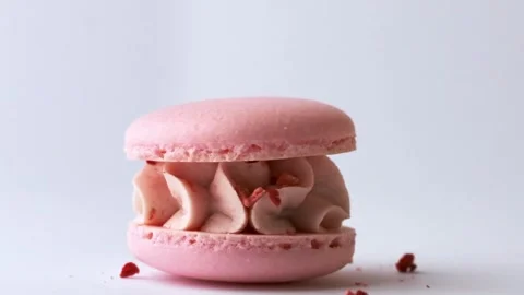 Making macaroon dessert process on the white background Stock Footage 316260568