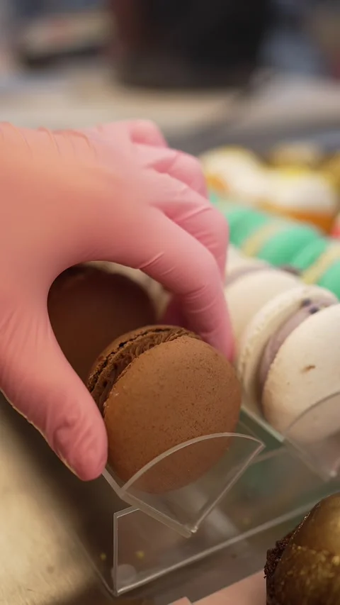 Making macaroons at a confectionery factory Stock Footage 256932089