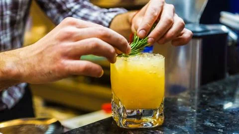 Making Mango cocktail Stock Photos