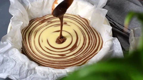 Making marble or zebra cake Stock Footage 181997768