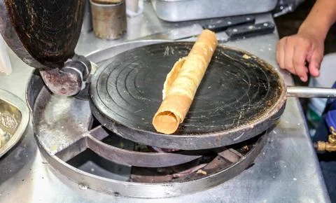 Making a marquesita Stock Photos