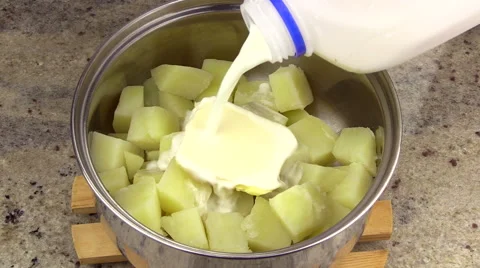 Making Mashed Potato In A Pot Stock Footage 66396519