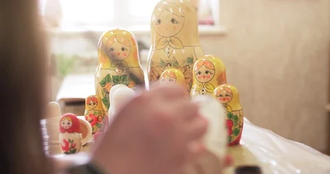 Making of matryoshka dolls Stock Footage 115159411