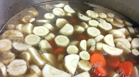 Making meat soup, at a restaurant kitchen Stock Footage 58632052