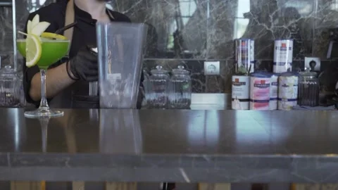 Making a milk drink in a mixer Stock Footage 167587635