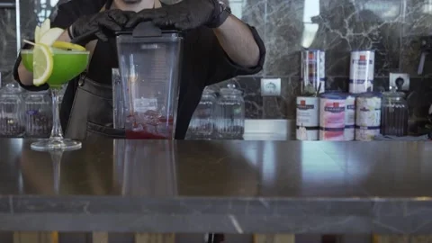 Making a milk drink in a mixer Stock Footage 167587684