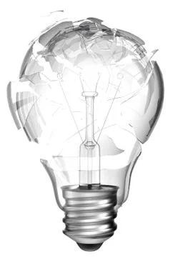 Making mistake. smashed lightbulb isolated Stock Illustration