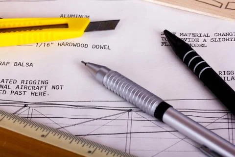 Making a model airplane from balsa wood Stock Photos