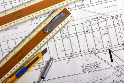 Making a model airplane from balsa wood Stock Photos