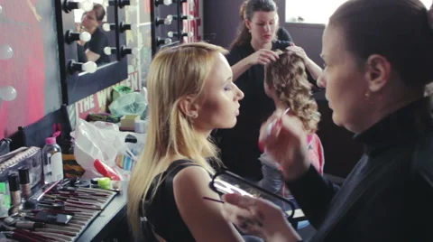 Making model up before shooting Stock Footage 62766182