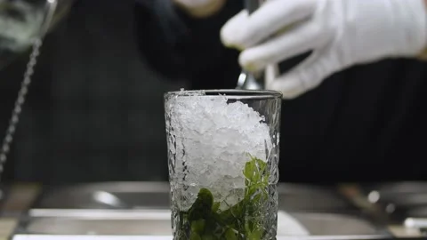 Making a Mojito Classic Cocktail Stock Footage 131375417