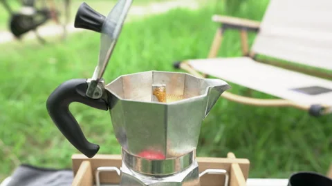 Making Moka Coffee Preparing Espresso Coffee Stock Footage 263325828