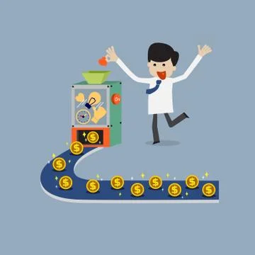 Making money by mix of idea, time, good quality and heart Stock Illustration