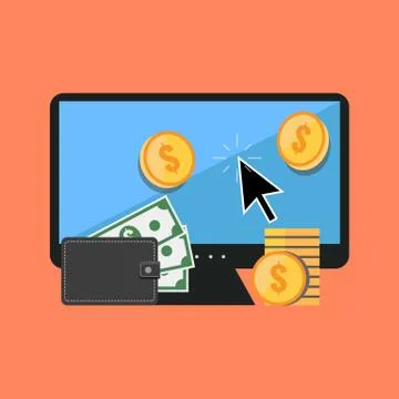 Making money online concept. Flat design stylish. Isolated on color backgroun Stock Illustration