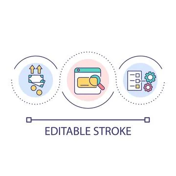 Making money online loop concept icon Stock Illustration