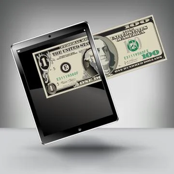 Making Money with a Touch Pad Tablet Stock Illustration