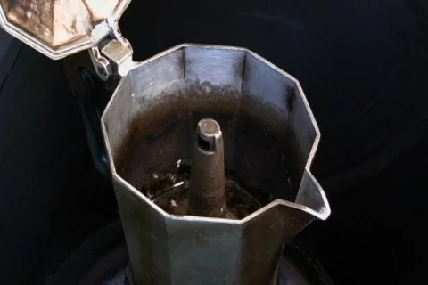 Making Moning Coffee on Electrical Stove in Kitchen Time Lapse Stock Footage 856682