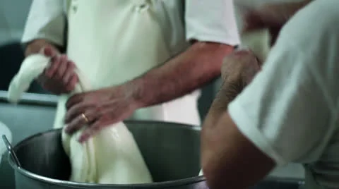MAKING MOZZARELLA CHEESE 03 Stock Footage 26774205