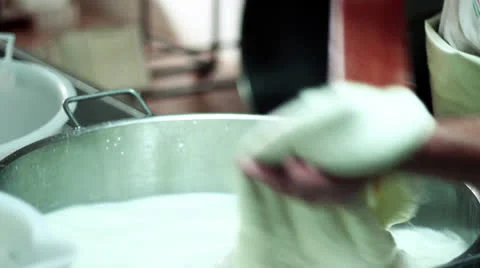 MAKING MOZZARELLA CHEESE 05 Stock Footage 26751576