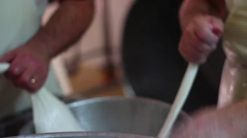 MAKING MOZZARELLA CHEESE 1 HORIZONTAL DOLLY SX 動画素材 26841563