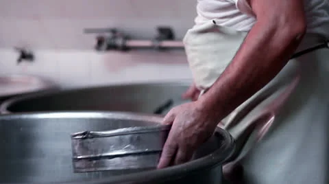 MAKING MOZZARELLA CHEESE 13 Stock Footage 26742957
