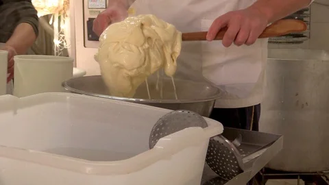 Making Mozzarella Cheese- Diary Cheese Factory Video stock 95768918