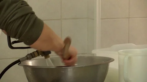 Making Mozzarella Cheese- Diary Cheese Factory Video stock 95806459