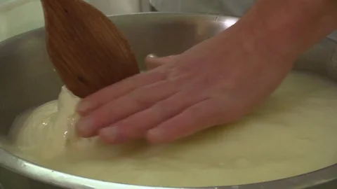 Making Mozzarella Cheese- Diary Cheese Factory Video stock 95944298