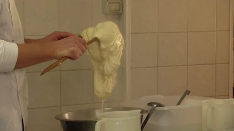 Making Mozzarella Cheese- Diary Cheese Factory Video stock 95944416
