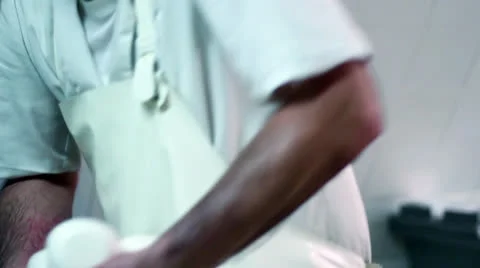 MAKING MOZZARELLA CHEESE MAN WITH MOZZARELLA CHEESE Stock Footage 26773285