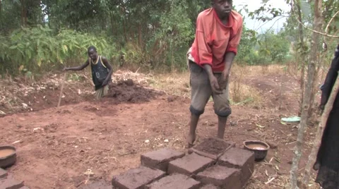 Making Mud Bricks In Rural African Village Stock Footage 51852037