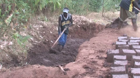Making Mud Bricks In Rural African Village Stock Footage 51852353