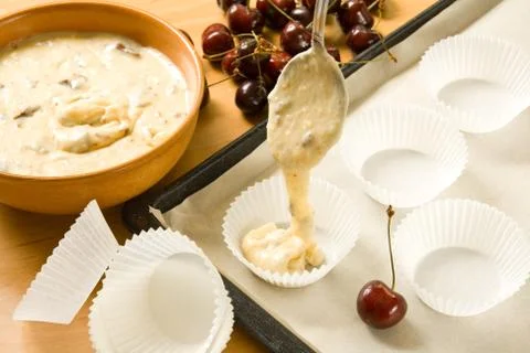 Making muffins Stock Photos