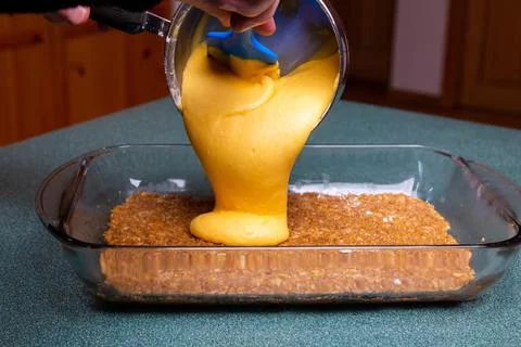 Making Nanaimo Bars in a Kitchen Stock Photos