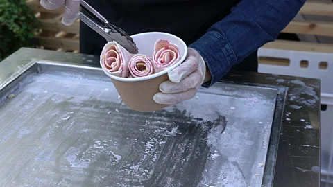 Making of natural fruit Thai ice cream. Stock Footage 149831083