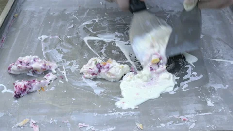 Making of natural fruit Thai ice cream. Stock Footage 149832166