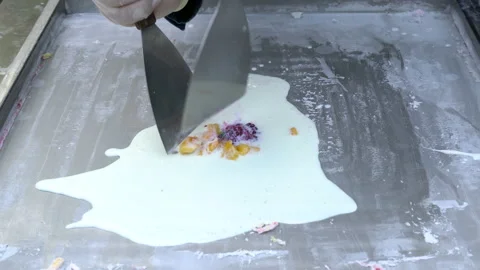 Making of natural fruit Thai ice cream. Stock Footage 149832802