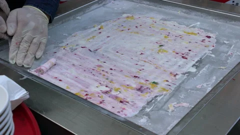 Making of natural fruit Thai ice cream. Stock Footage 149833392