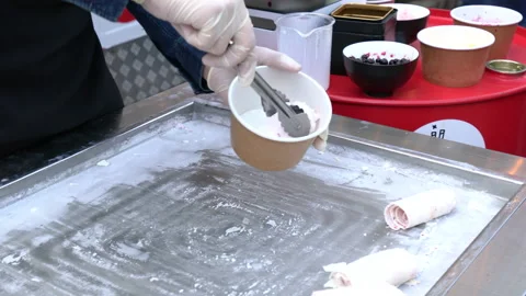 Making of natural fruit Thai ice cream. Stock Footage 149833468
