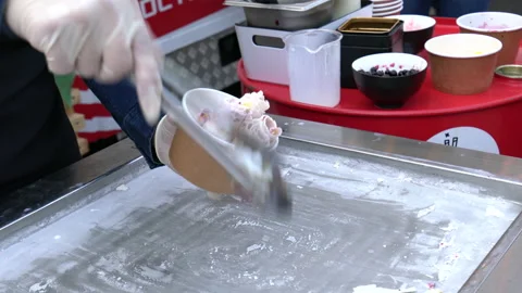 Making of natural fruit Thai ice cream. Stock Footage 149833584