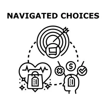 Making navigated choices for purchase decision concept Stock Illustration