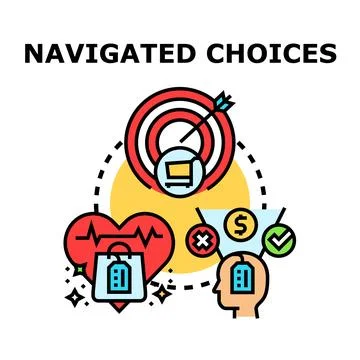 Making navigated choices for purchase decision concept Stock Illustration