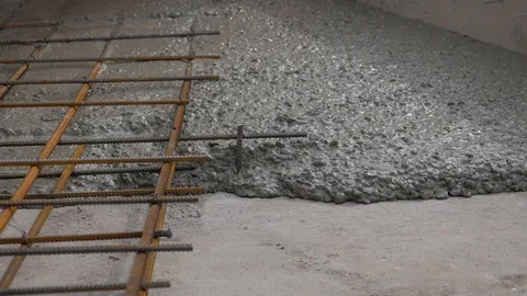 Making new base for modern house with steel wire and cement Stock Footage 125528389
