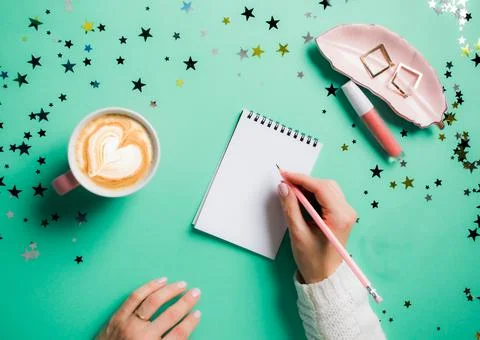Making New Year's resolutions in old manner way Stock Photos