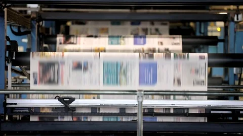 Making newspapers on printing press Stock Footage 112214215
