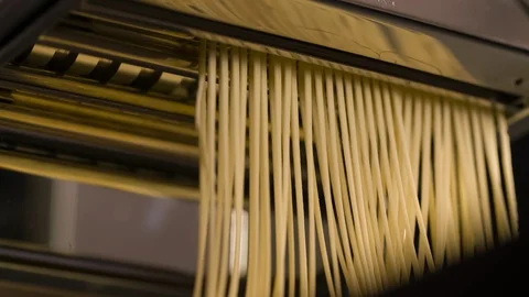 Making Noodle Spaghetti in Hand pasta machine Closeup Stock Footage 104063328