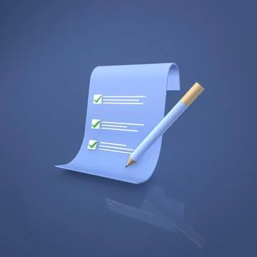 Making Notes Paper and pen 3D render image Stock Illustration