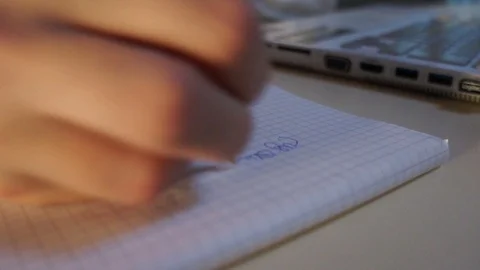 Making Notes With Pencil On Paper Close Up Stock Footage 97126813