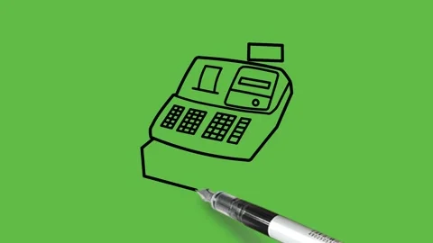 Making order machine in black, grey, white and green colour on abstract green Vidéo 156384076